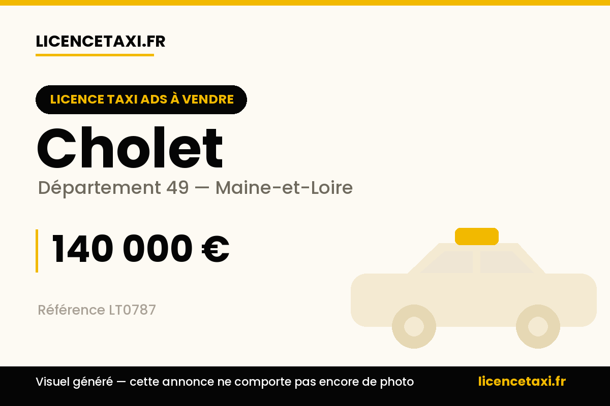 Licence taxi ADS à vendre a Cholet (49)