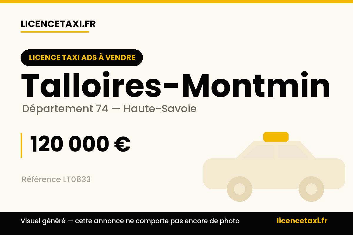 Licence taxi ADS à vendre a Talloires-Montmin (74)