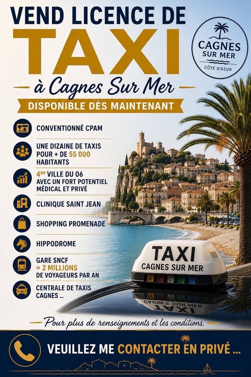 Licence taxi ADS à vendre a Cagnes-Sur-Mer (06)